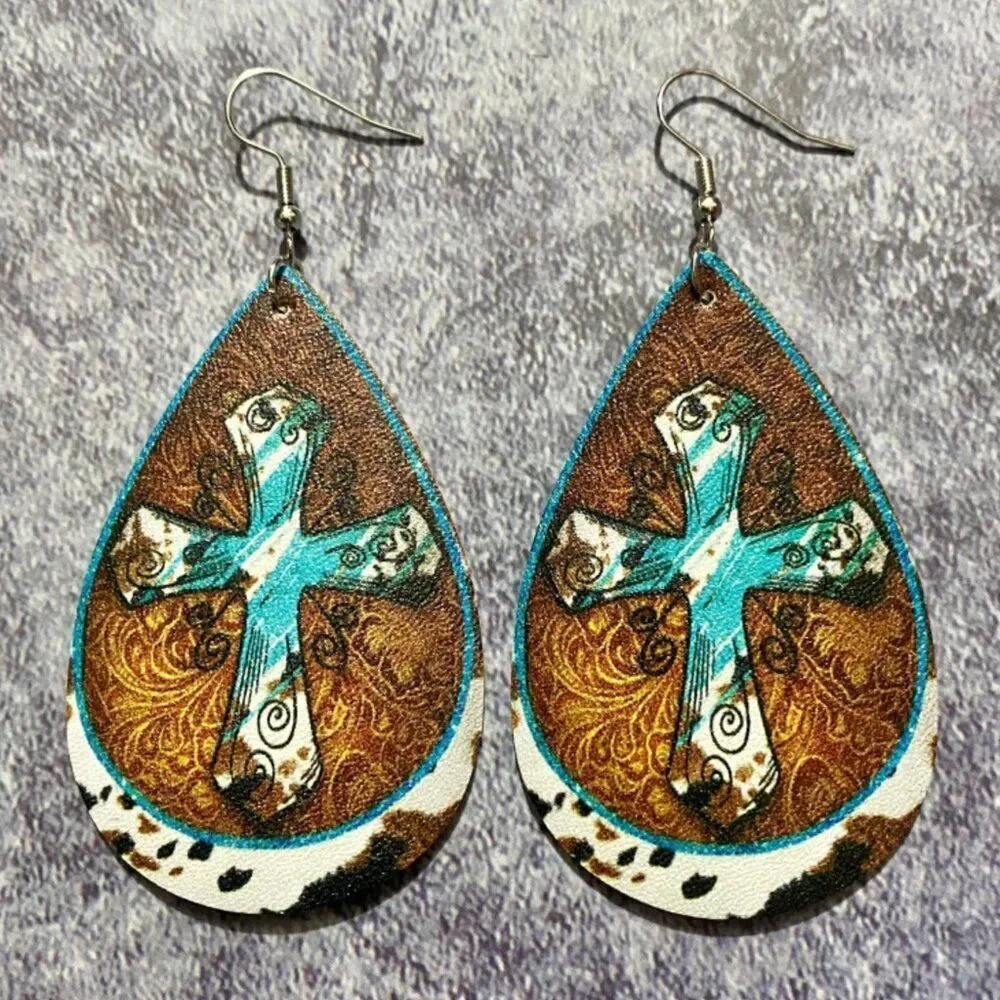3For$20 Western Teardrop Bohemian Faith Inspired Earrings